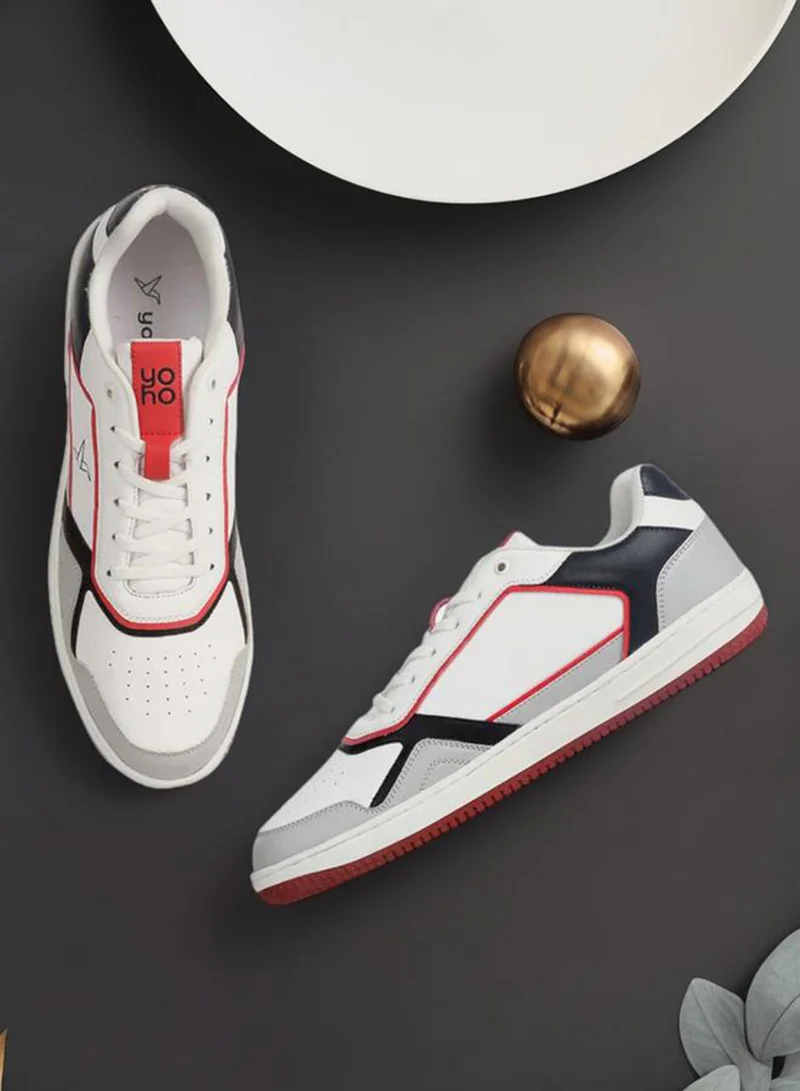 يوهو حذاء سنيكرز برباط غلق وألواح مُتباينة